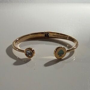 Kate Spade Gold Open Cuff Bracelet with Sea Foam Green Logo